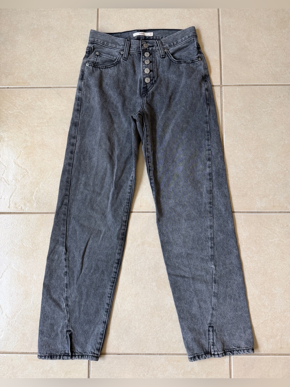 Levi's '94 Baggy Twisted Slit-Hem Jeans Washed Black Gray Button Fly W25 L31